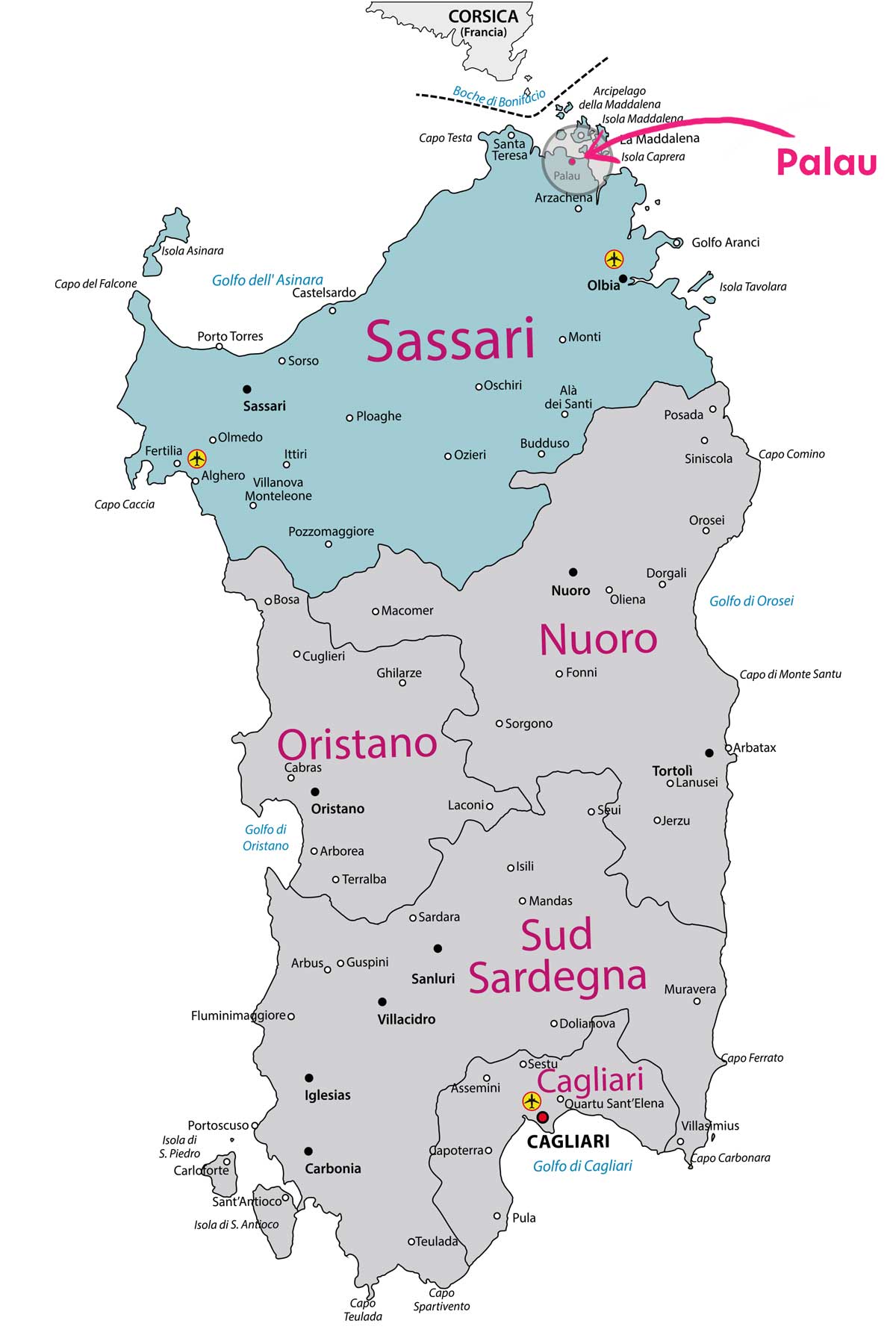 Sardinia Map Palau